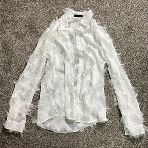 Furry Long Sleeve Transparent Button Down Shirt